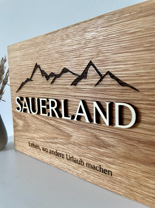 Sauerland Schild | Dekoschild | Wanddeko Geschenkidee | Stadtschild