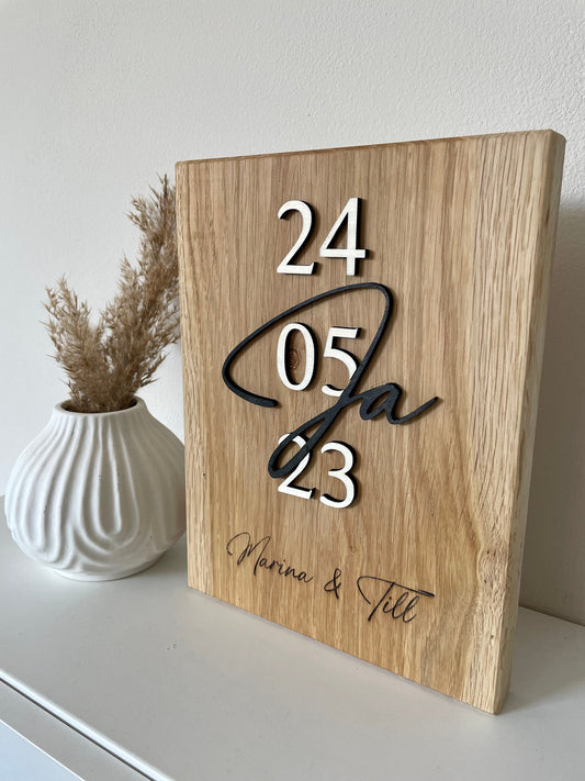 personalisiertes Hochzeitsschild - Hochzeitstag - Jahrestag - Geschenkidee für Mann oder Frau - Brautpaar
