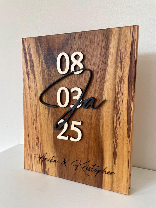 Geschenk zur Hochzeit | Teak Edelholz | Brautpaar | Jahrestag | Weihnachtsgeschenk